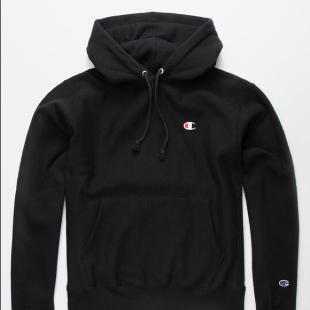 CHAMPION Black Reverse Weave Hoodie Men’s